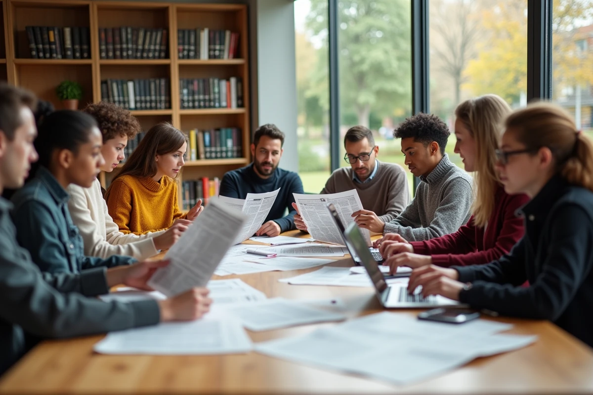 Groupe diversifié discutant autour d une table dans un centre communautaire