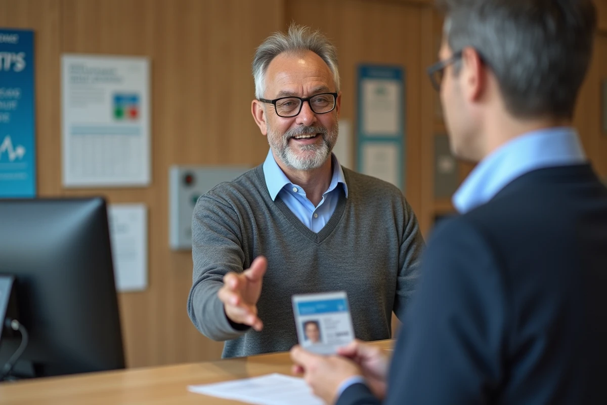 Homme montrant sa carte d