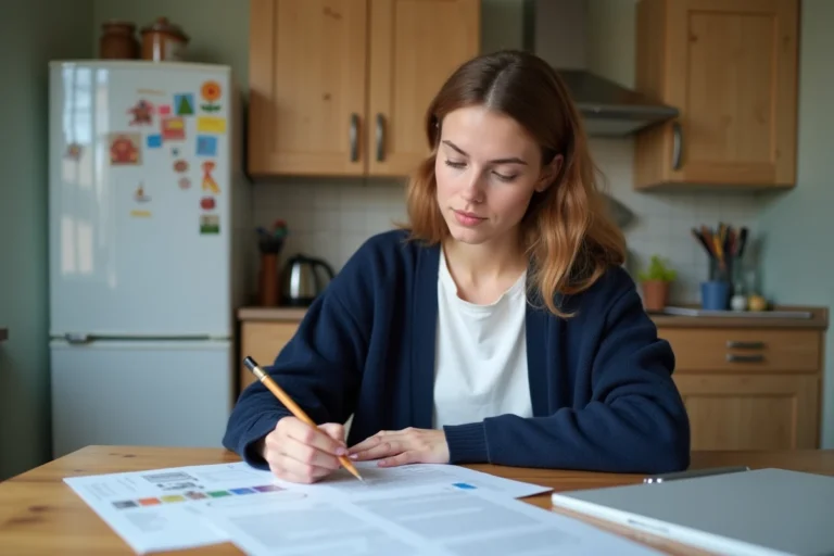 Jeune femme remplissant un formulaire de changement d'adresse
